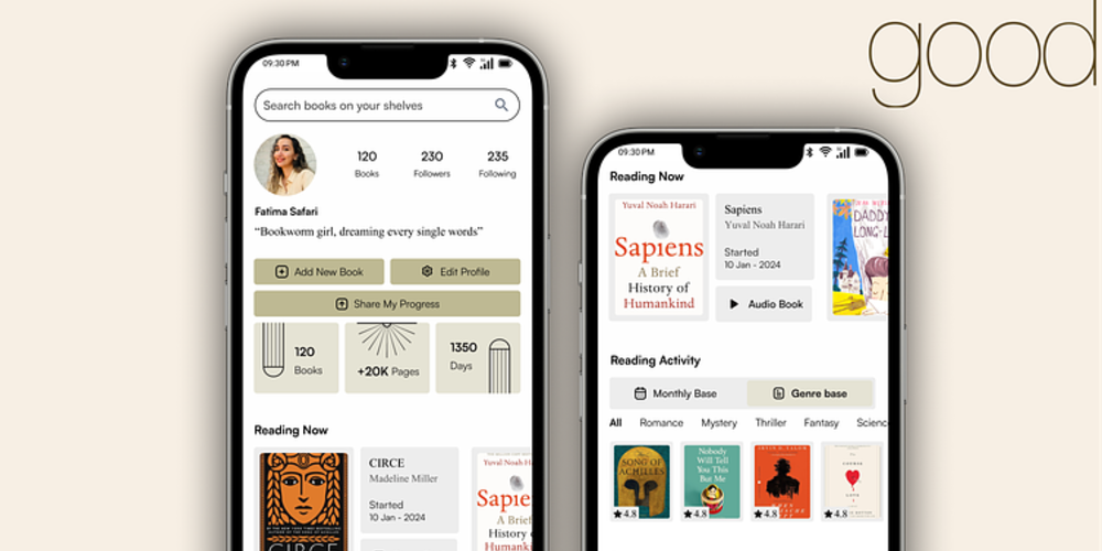 Goodreads application on the smartphone
